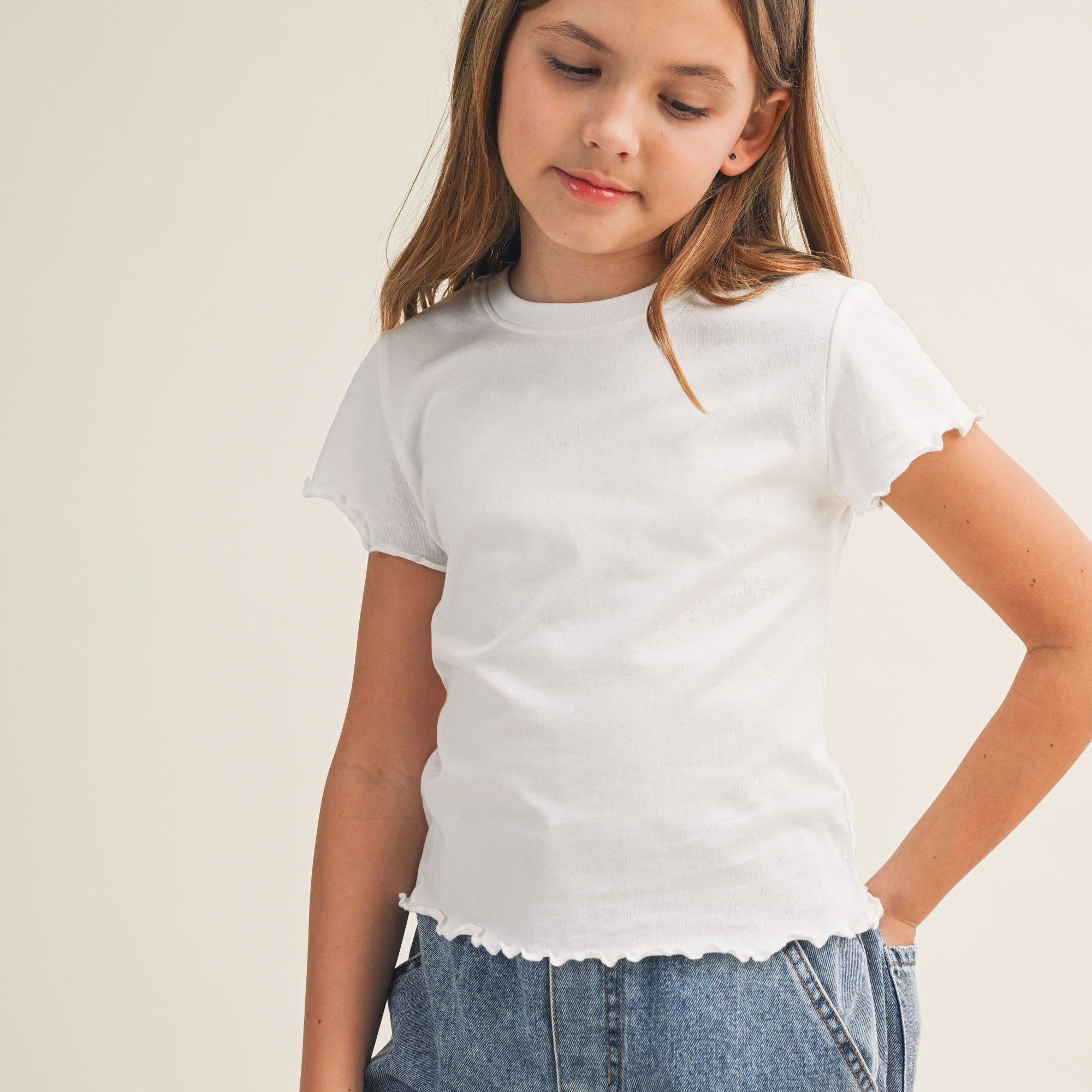 "❤︎" Baby Tee // white pink