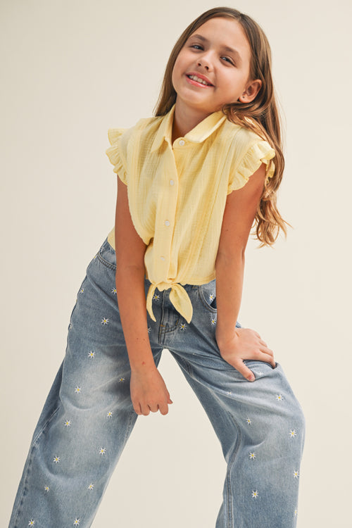 Embroidered Barrel Jeans // wild daisies