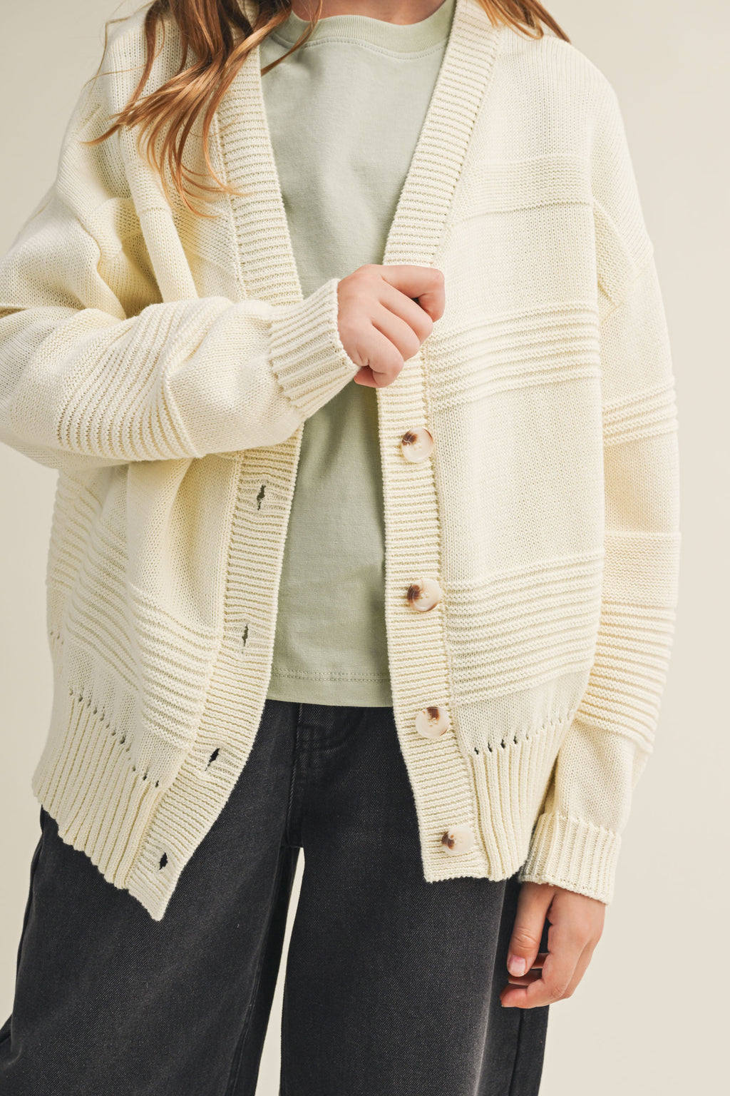 Everyday Cotton Cardigan // textured stripes