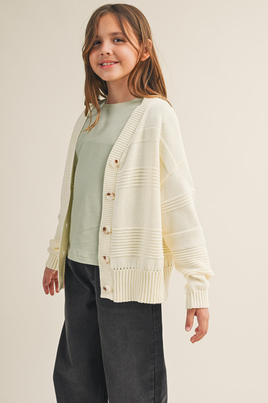 Everyday Cotton Cardigan // textured stripes
