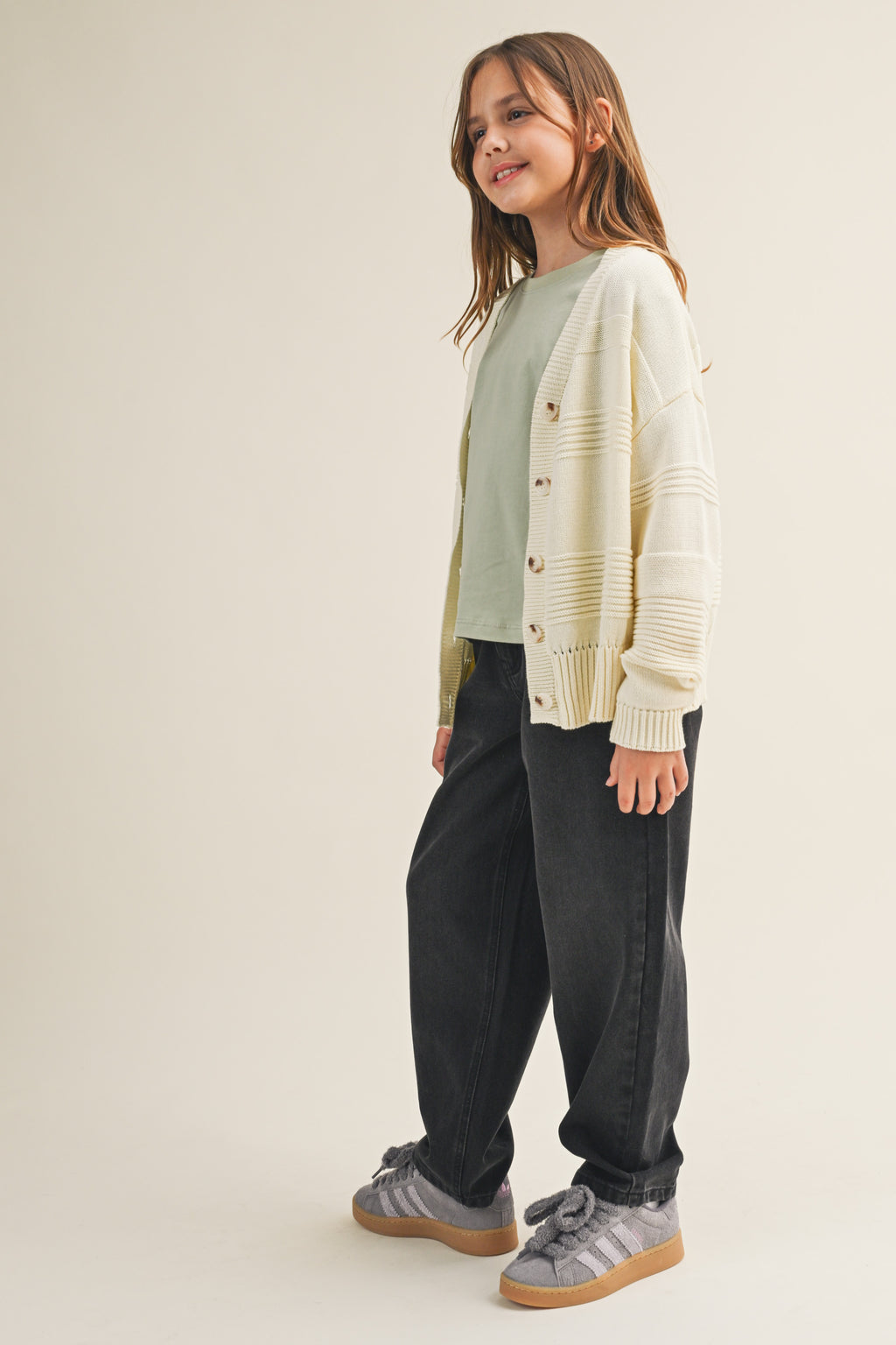 Everyday Cotton Cardigan // textured stripes