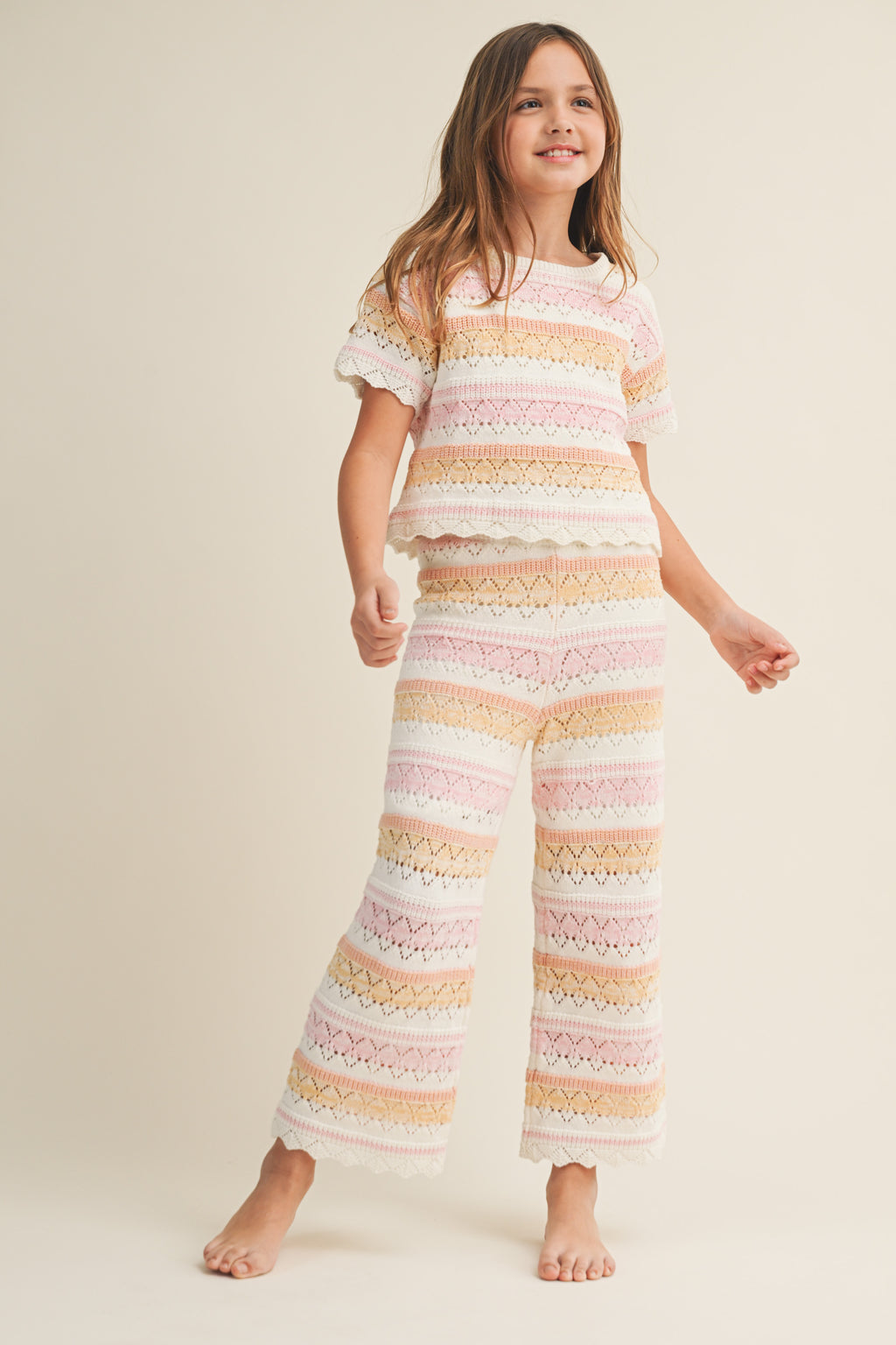 Pointelle Top & Pant Set // multi stripes