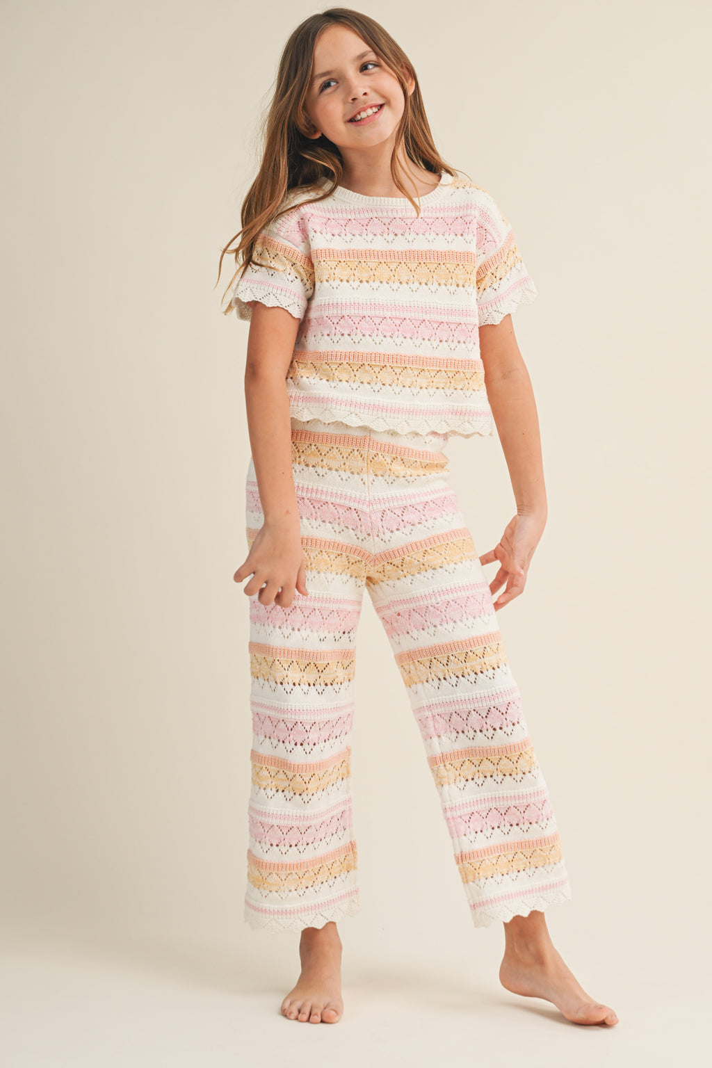 Pointelle Top & Pant Set // multi stripes