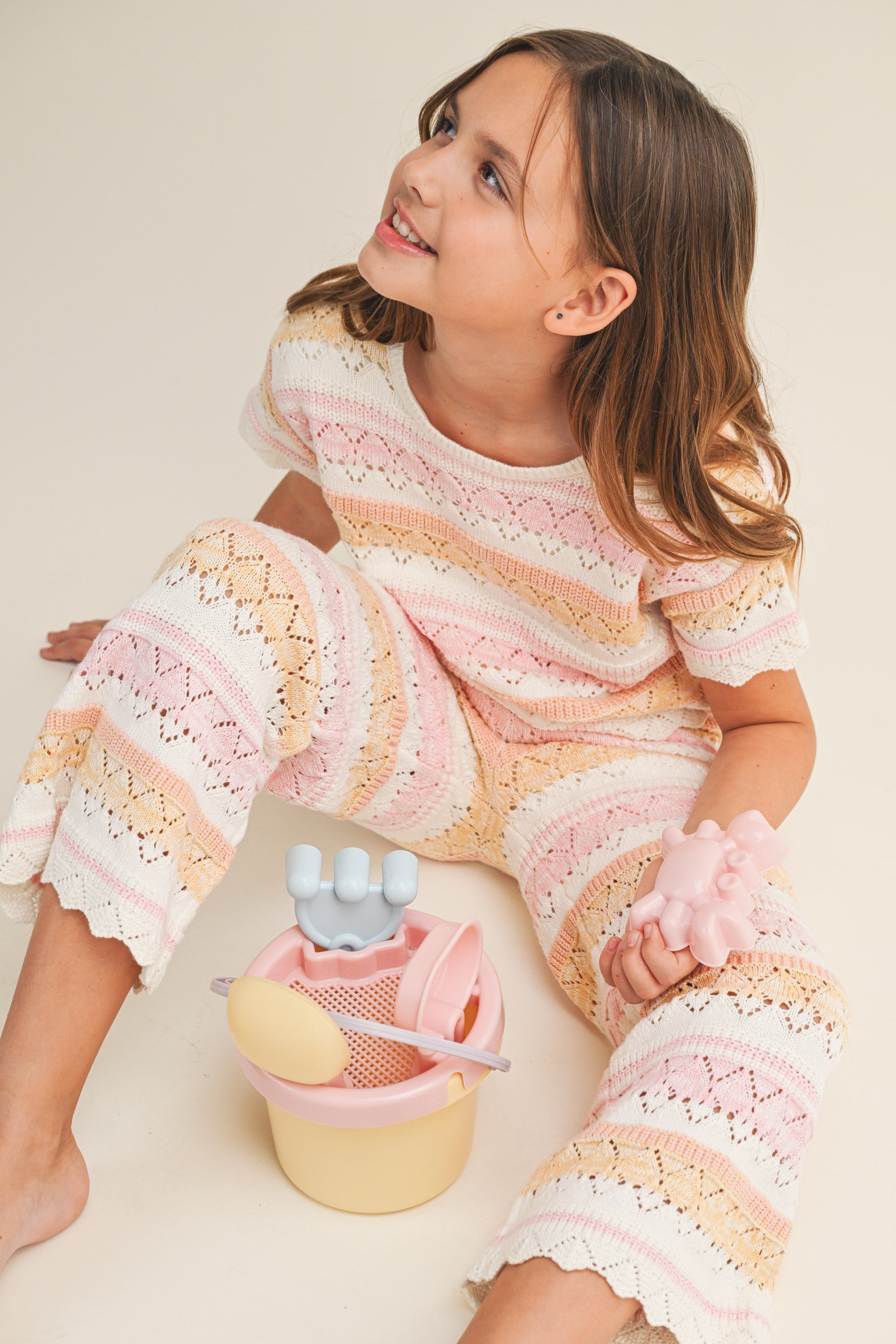 Pointelle Top & Pant Set // multi stripes