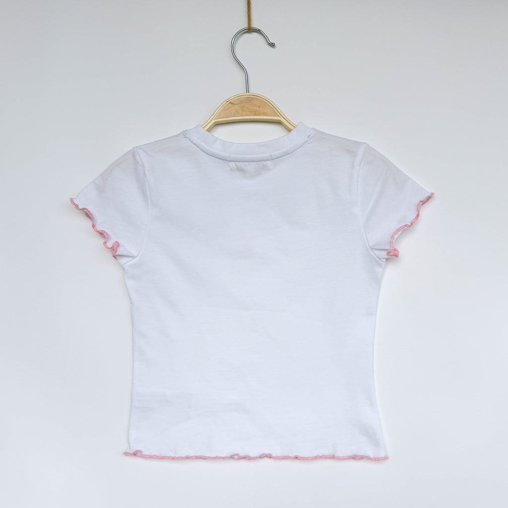 "❤︎" Baby Tee // white pink