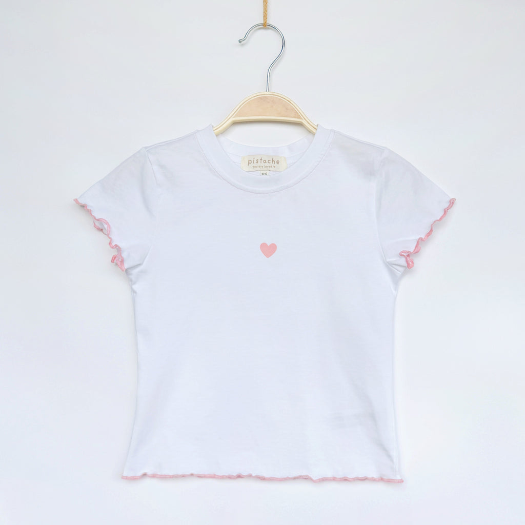 "❤︎" Baby Tee // white pink
