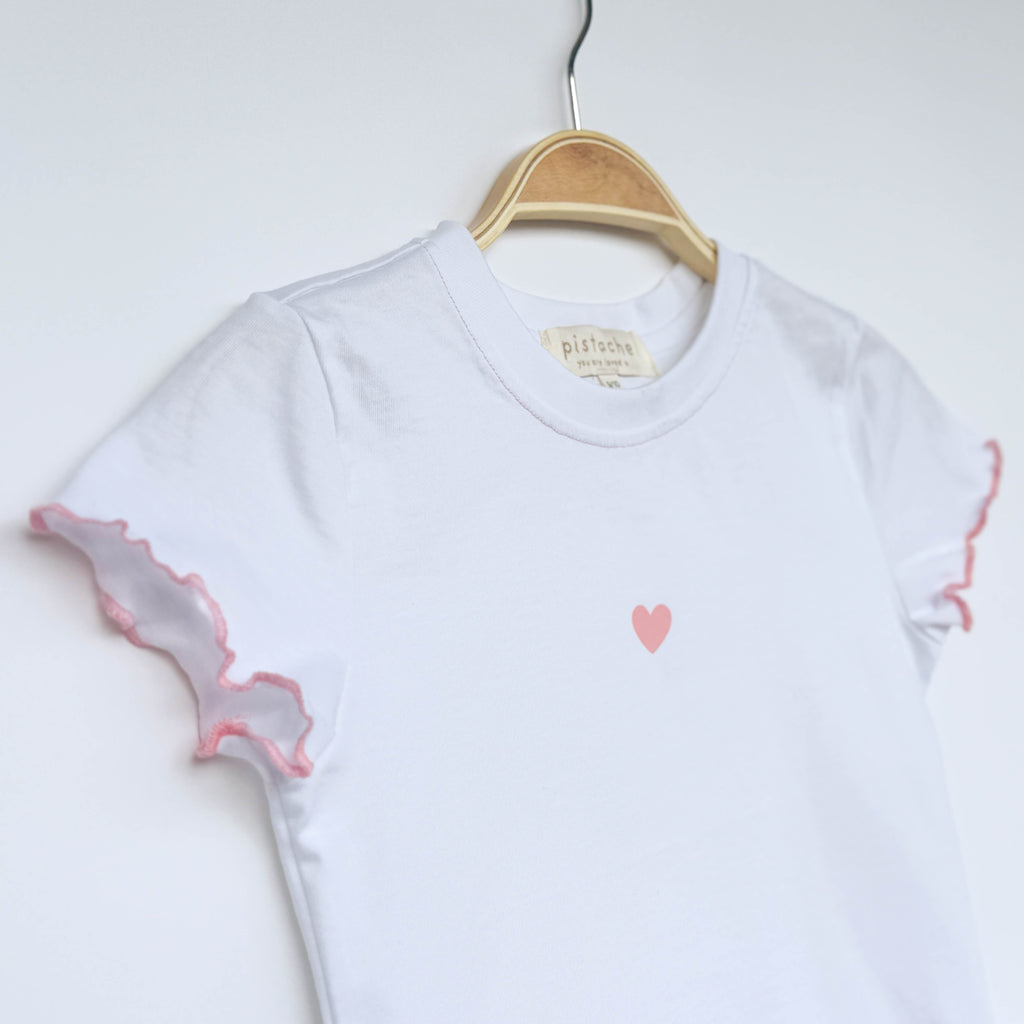 "❤︎" Baby Tee // white pink