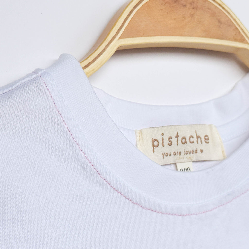 "❤︎" Baby Tee // white pink