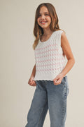 Scallop Cotton Vest // pink stripes