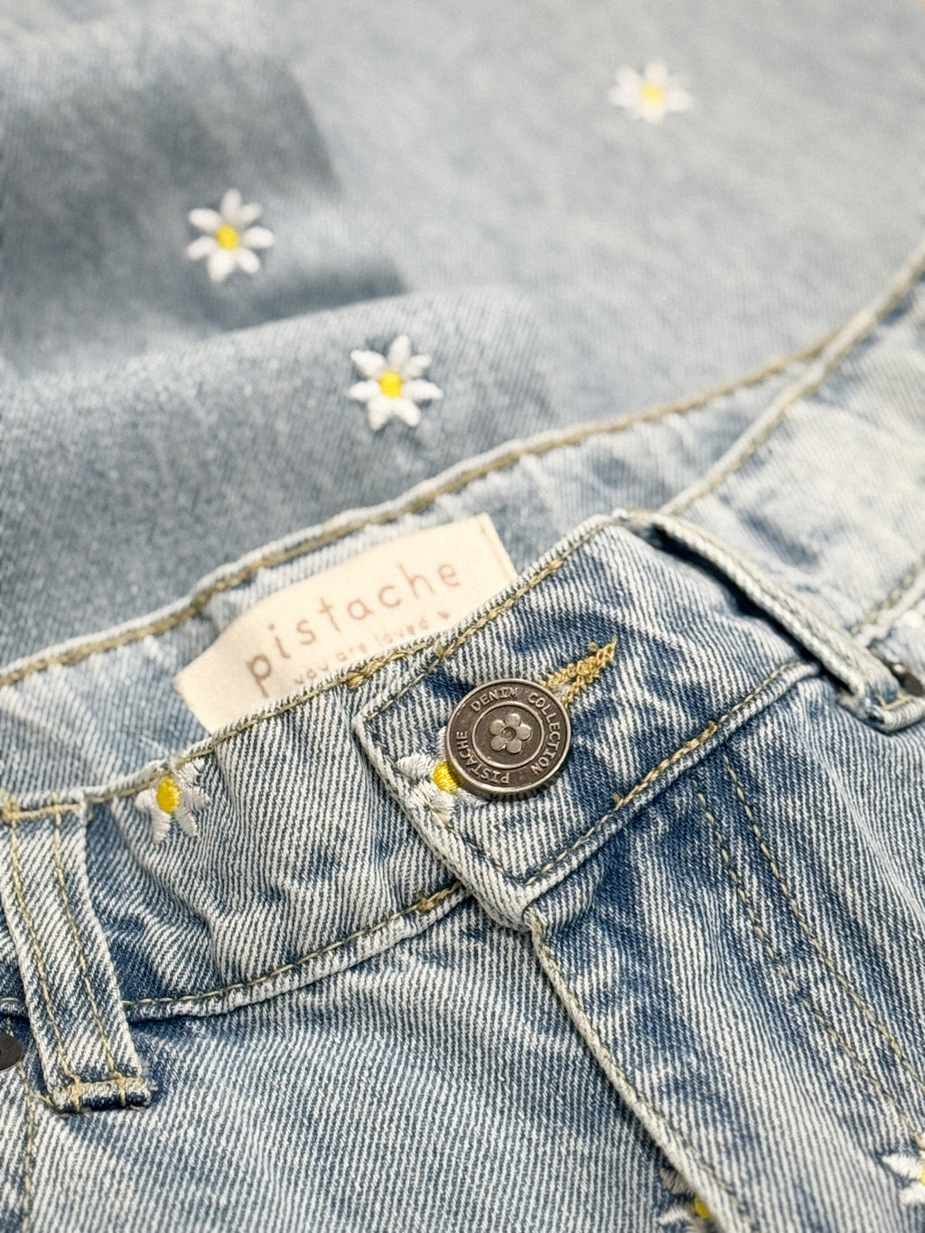 Embroidered Barrel Jeans // wild daisies